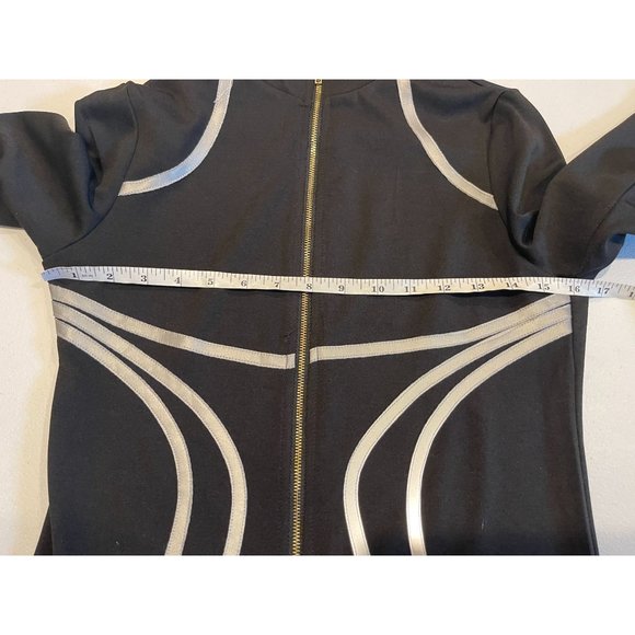 SHEIN Womens Bodycon Dress Zip Front Contrast Reflective Tape Black Size Medium - Picture 8 of 12